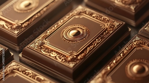 Luxury chocolate bar packaging mockup with luxurious metallic accents


 photo