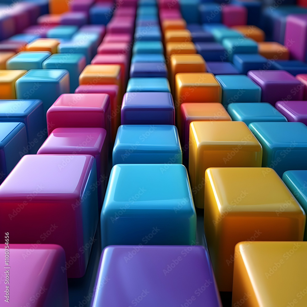 Fototapeta premium Colorful 3D Cubes Illustration