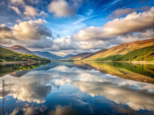 Serene Minimalist View Over Ullapool, Loch Broom in Scotland: Tranquil Waters and Lush Landscapes Embracing Nature's Beauty in a Peaceful Setting photo