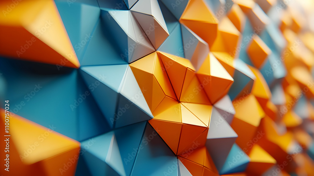 Obraz premium 3D Abstract Orange Blue Triangles Background