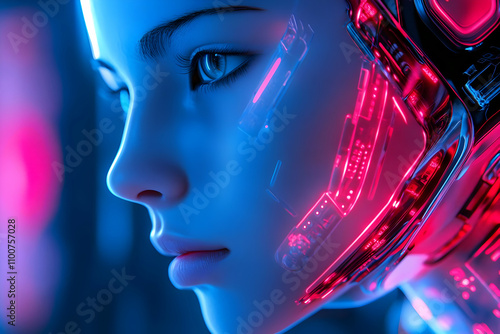 Cyberpunk AI Girl 3D Illustration photo