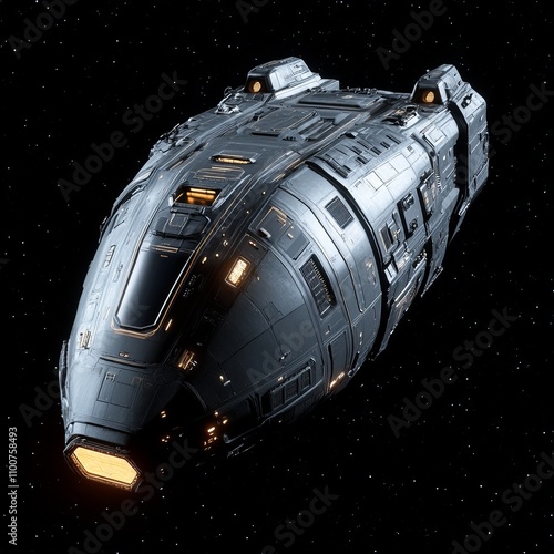 Wallpaper Mural Futuristic spaceship in dark space. Torontodigital.ca