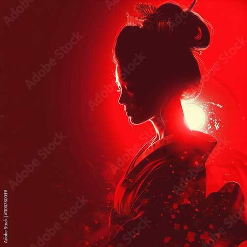 silhouette of a person with a red heart