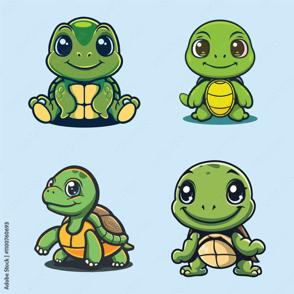 Obraz premium cute turtle vector logo illustration