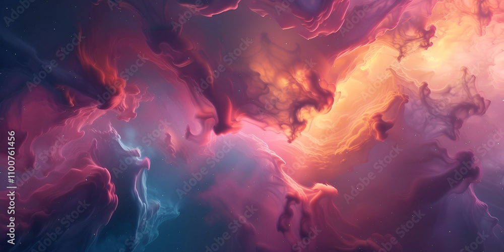 Fototapeta premium Abstract Swirling Clouds of Vibrant Colors, Dreamlike Fantasy Sky with Vivid Hues