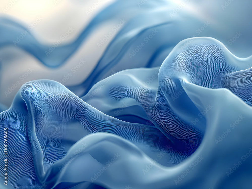 Obraz premium Blue Fabric Waves 3D Illustration