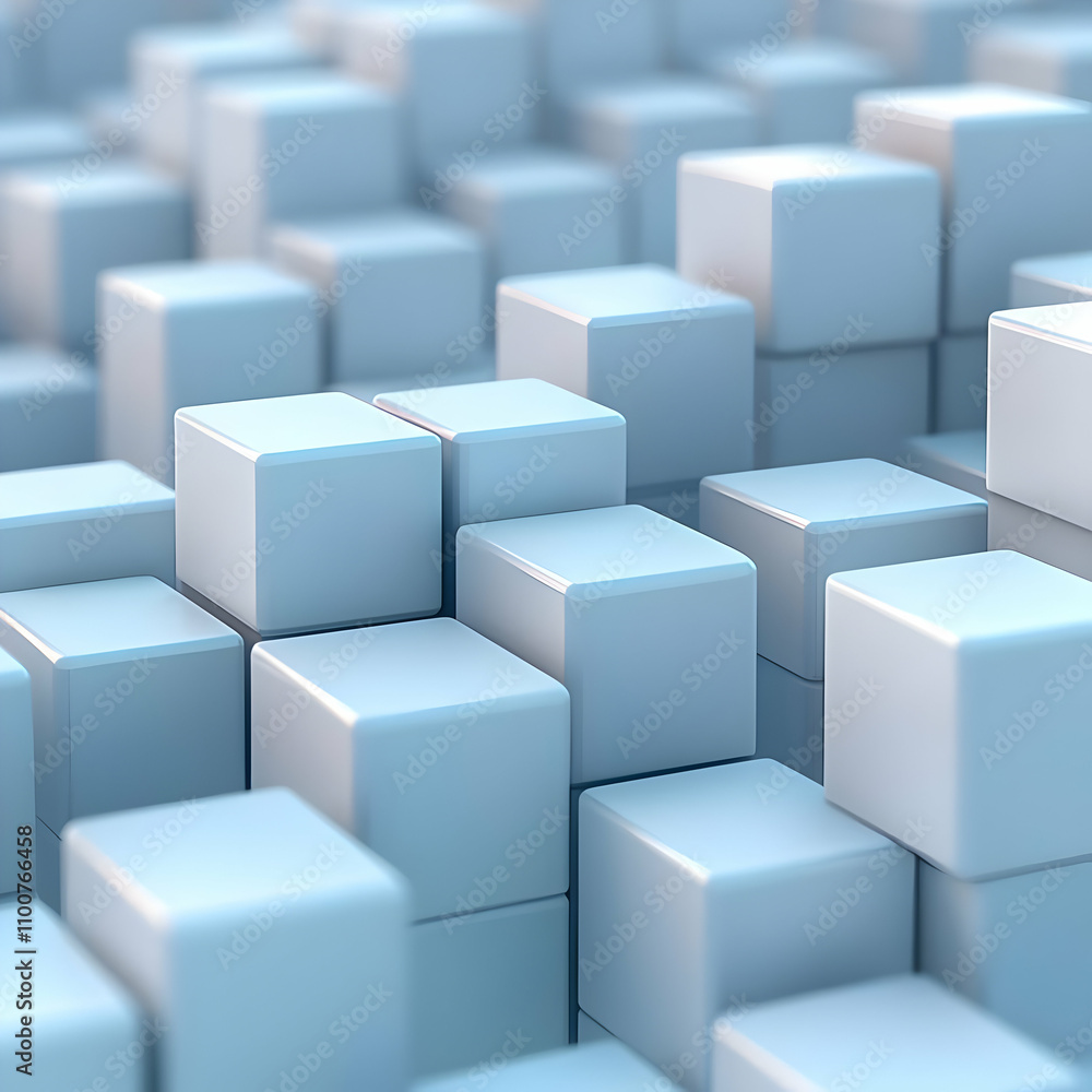 Obraz premium Blue Cube 3D Illustration