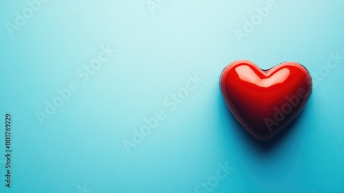 Wallpaper Mural Shiny red heart-shaped object against blue background Torontodigital.ca