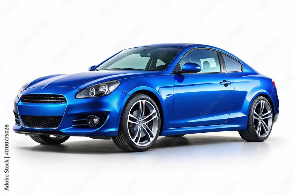 Fototapeta premium Stunning Isolated Blue Car on White Background Perfect for Automotive Advertisements, E-commerce Displays, and Creative Design Projects