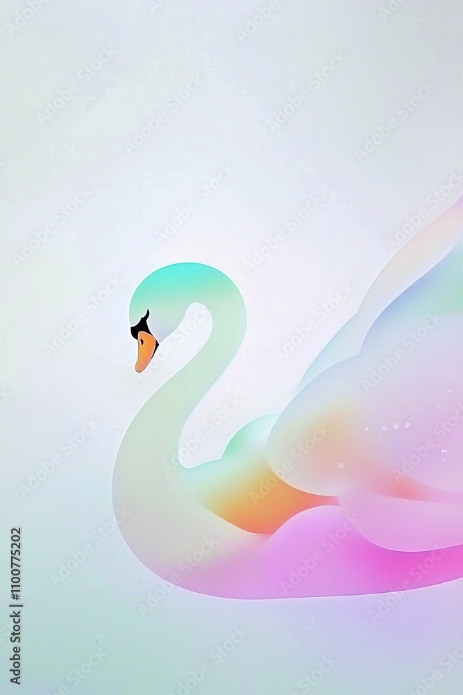 Fototapeta premium Pastel Swan Gracefully Gliding On Water