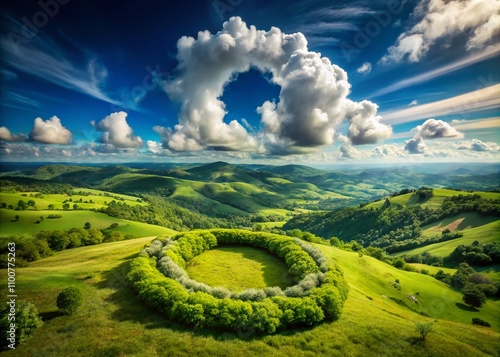 Stunning Landscape Photography Featuring Initial Letter O with Clouds, Ideal for Logo Design and Creative Projects, Capturing Nature's Beauty in a Unique Way photo