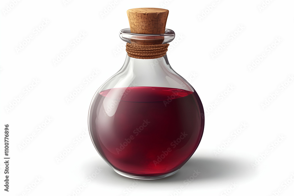 Glass Bottle with Dark Red Liquid Illustration Glass Bottle with Dark Red Liquid Illustration