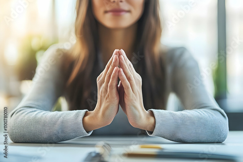 Woman's Hands in Prayer Realistic Photo photo