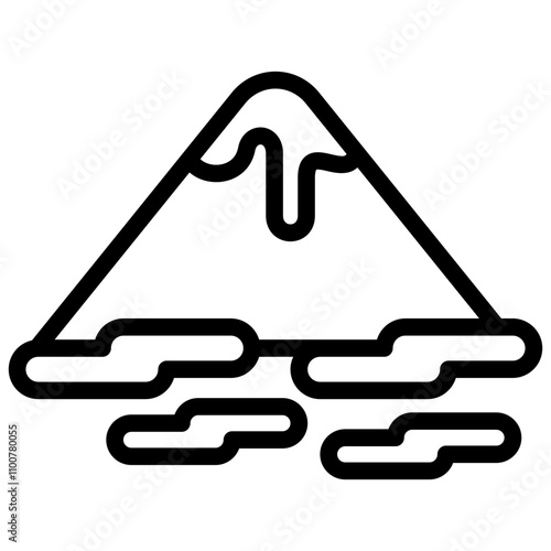 mountain icon illustration design with outline