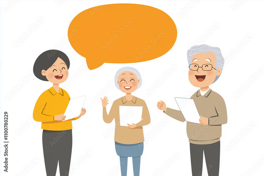 Old people's investment and financial management dialogue bubble illustration