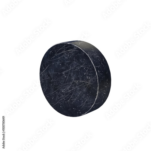 Ice hockey puck, 100% white background, 3d model, no outline, no photo