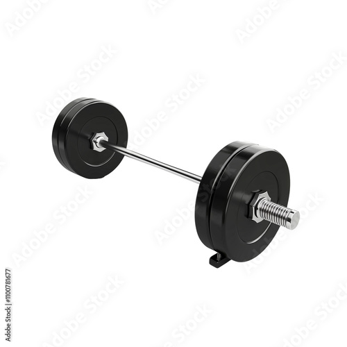 Weightlifting barbell, 100% white background, 3d model, no outli photo