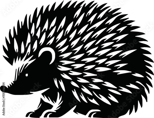 Hedgehog outline and symbols. Dark level variety basic exquisite white foundation Hedgehog animal vector and silhouette icon.