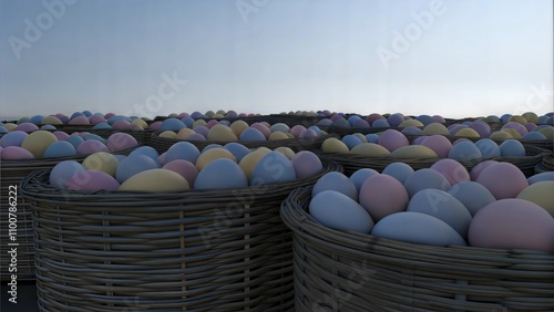 Pastel Easter Eggs in Baskets