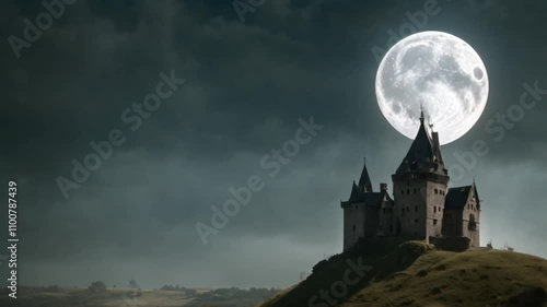 Wallpaper Mural the witch's castle on the hill and the moon Torontodigital.ca