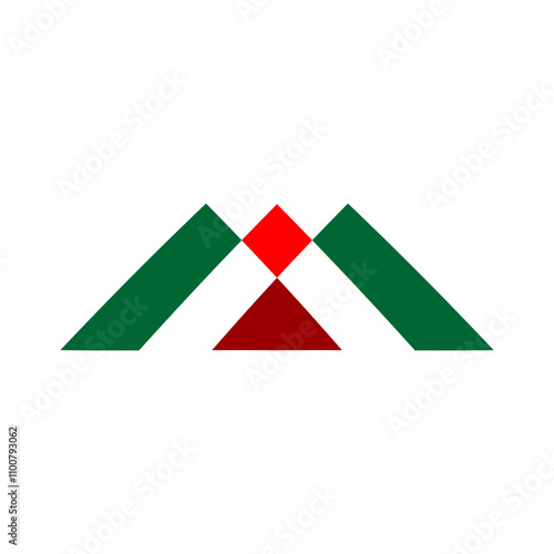 letter m logo green red symbol