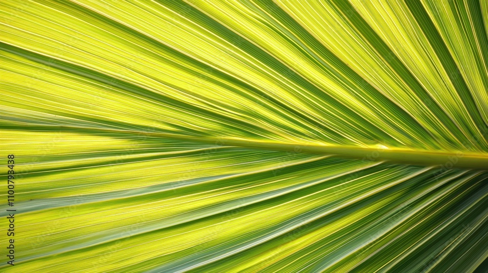 Obraz premium Close-up of vibrant palm leaves showcasing intricate textures and natural patterns