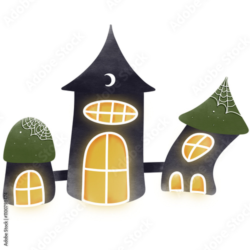 Halloween houses, illustrations of grave, Halloween Spooky House