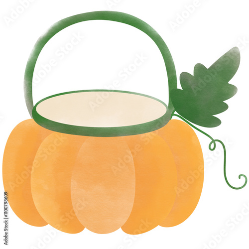 Halloween jack pumpkin bucket on transparent background