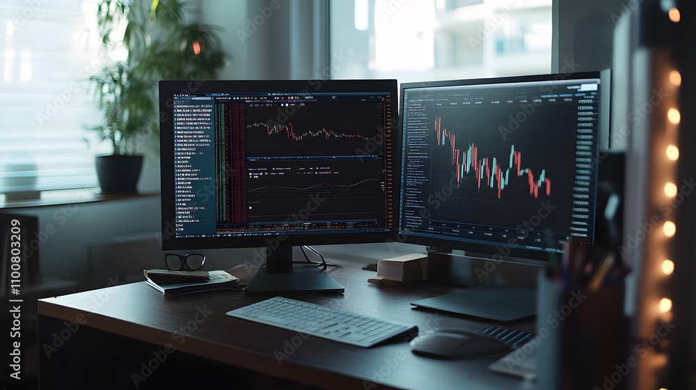 Stock Market Data on Dual Monitors. Stock Market Data on Dual Monitors.