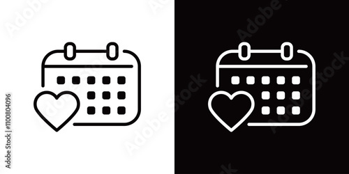 スケジュールにハートのシンプルなラインアイコン
