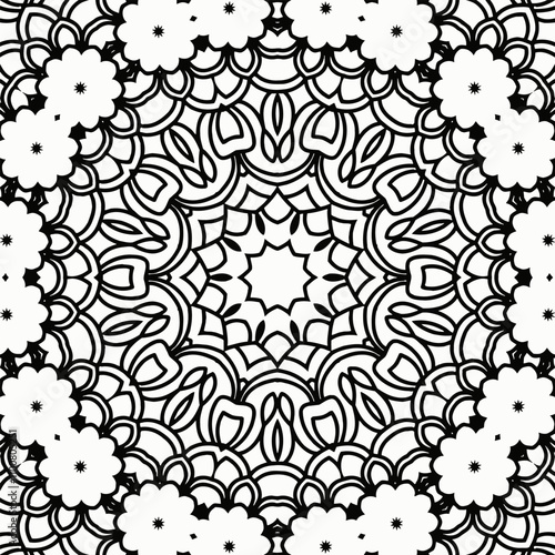 Circular pattern in mandala shape for Henna  Mehndi  tattoo  decoration. Decorative ornament in ethnic oriental style