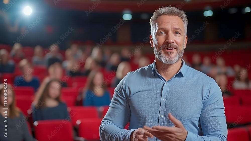 Fototapeta premium Engaging theater workshop develop public speaking skills for effective classroom communication