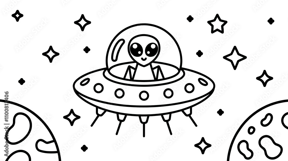 Cute Alien Riding Ufo In Space Cartoon Vector Icon Illustration Science Technology Icon Isolated. made with generative Ai Cute Alien Riding Ufo In Space Cartoon Vector Icon Illustration Science Technology Icon Isolated. made with generative Ai