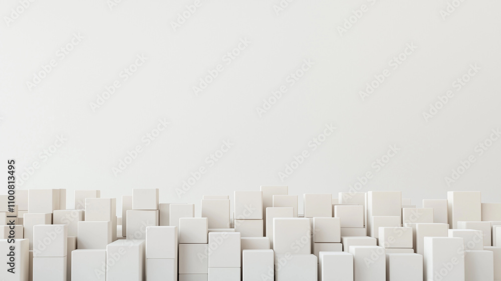 Fototapeta premium Abstract White Blocks Cityscape 