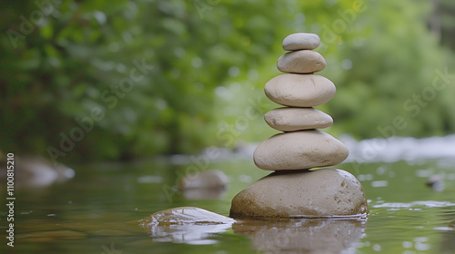 Serene River Rocks: A caref...