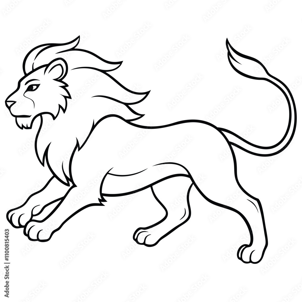 Fototapeta premium Vector Illustration of Majestic Lion in Motion