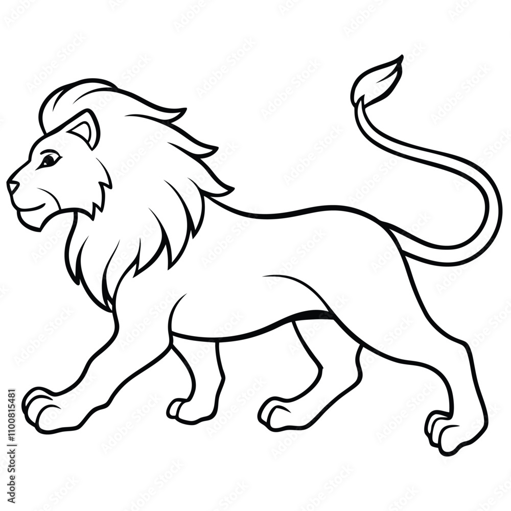 Fototapeta premium Running Lion Vector Illustration with Bold Design