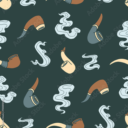 Smoking Pipe Tobacco Headset Vector Seamless Pattern illustration Design