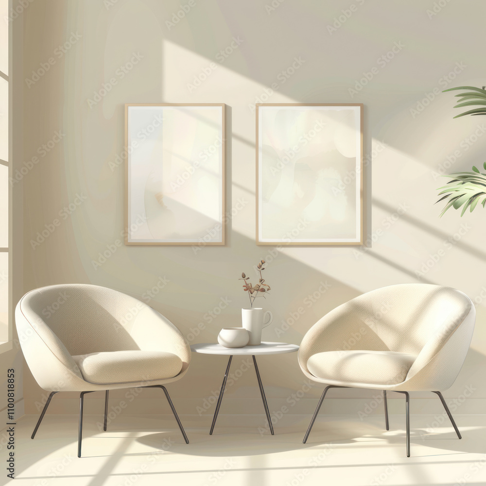 Fototapeta premium interview room, airy, light colors, sunny, inviting, tech Generative AI