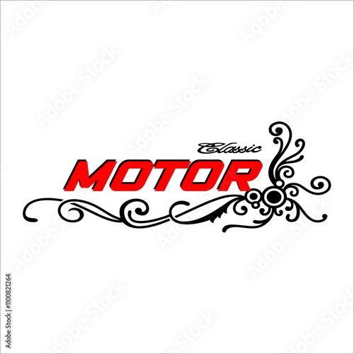 Classic motor writing decorated with flowers