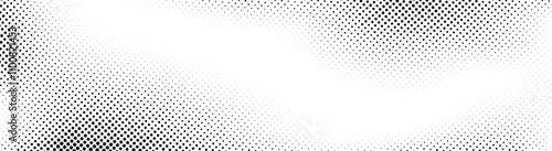 Grunge halftone background. Fading gritty noise gradient texture. Black and white sand wallpaper. Anime or manga comic style overlay. Wide retro pixel backdrop. Vector long half tone grit print