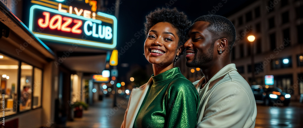 Fototapeta premium Couple Enjoying a Night Out at a Live Jazz Club