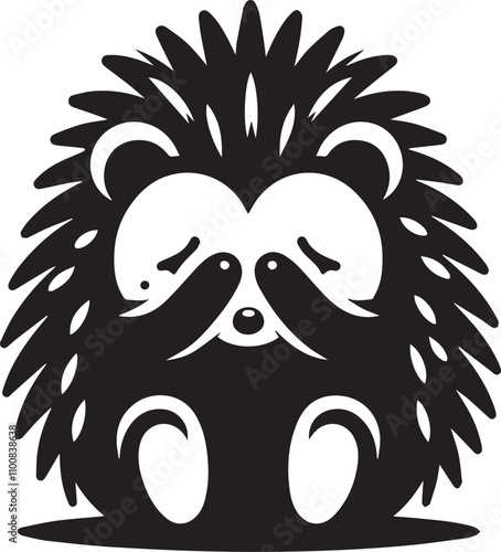 A bashful hedgehog covering its face vector silhouette