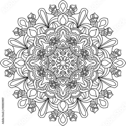 Circular pattern in mandala shape for Henna  Mehndi  tattoo  decoration. Decorative ornament in ethnic oriental style