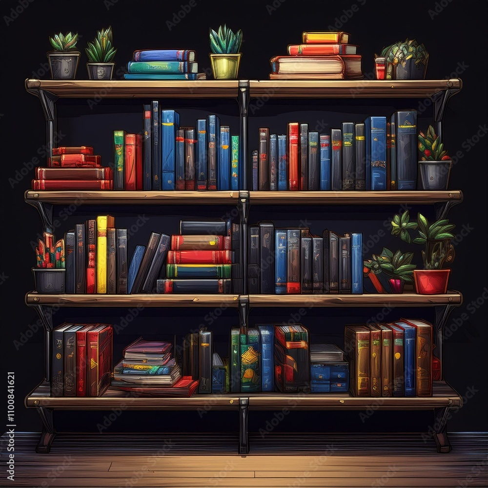 shelves with books