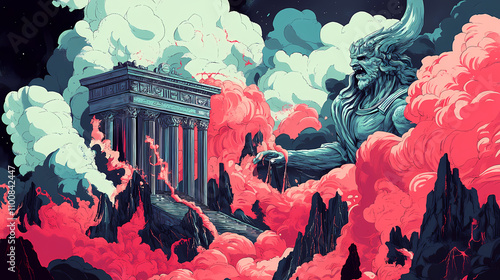 Hades' underworld. Mythology. Illustration