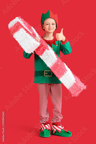 Cute little boy in elf cost...
