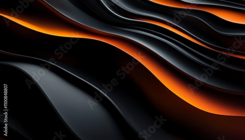 Abstract Digital Background with Wavy Black and Orange Patterns for Modern Business Design