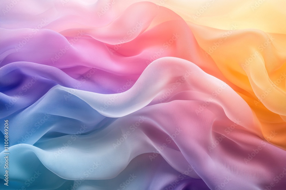 Fototapeta premium Abstract background of colorful fabric with soft flowing waves.