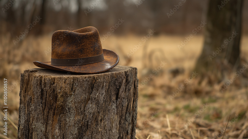 An artistic representation of Lincoln�s hat resting on a wooden stump, Lincoln's Birthday, An artistic representation of Lincoln�s hat resting on a wooden stump, Lincoln's Birthday,